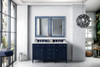 Brittany 60" Victory Blue Double Vanity W/ 3 Cm Eternal Jasmine Pearl Quartz Top