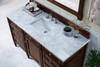 Brittany 60" Burnished Mahogany Single Vanity W/ 3 Cm Carrara Marble Top