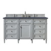 Brittany 60" Urban Gray Single Vanity W/ 3 Cm Charcoal Soapstone Quartz Top