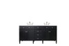 Brittany 72" Black Onyx Double Vanity W/ 3 Cm Arctic Fall Solid Surface Top