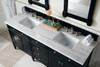 Brittany 72" Black Onyx Double Vanity W/ 3 Cm Arctic Fall Solid Surface Top