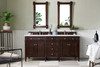 Brittany 72" Burnished Mahogany Double Vanity W/ 3 Cm Arctic Fall Solid Surface Top