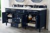 Brittany 72" Victory Blue Double Vanity W/ 3 Cm Ethereal Noctis Quartz Top