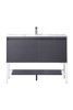 Milan 47.3" Single Vanity Cabinet, Modern Grey Glossy, Glossy White W/glossy White Composite Top