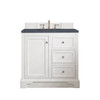 De Soto 36" Single Vanity, Bright White W/ 3 Cm Charcoal Soapstone Quartz Top