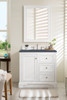 De Soto 36" Single Vanity, Bright White W/ 3 Cm Charcoal Soapstone Quartz Top