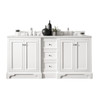 De Soto 72" Double Vanity, Bright White W/ 3 Cm Carrara Marble Top