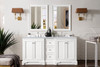 De Soto 72" Double Vanity, Bright White W/ 3 Cm Carrara Marble Top