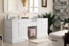 De Soto 82" Double Vanity Set, Bright White W/ Makeup Table, 3 Cm Arctic Fall Solid Surface Top