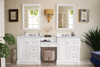 De Soto 82" Double Vanity Set, Bright White W/ Makeup Table, 3 Cm Carrara Marble Top