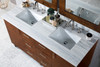 Metropolitan 60" American Walnut Double Vanity W/ 3 Cm Arctic Fall Solid Surface Top