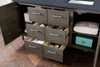 Metropolitan 60" Double Vanity, Silver Oak, W/ 3 Cm Charcoal Soapstone Quartz Top