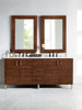 Metropolitan 72" American Walnut Double Vanity W/ 3 Cm Carrara Marble Top