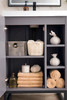 Alicante' 24" Single Vanity Cabinet, Grey Smoke, Matte Black W/white Glossy Composite Countertop