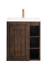 Alicante' 24" Single Vanity Cabinet, Mid Century Acacia W/ White Glossy Composite Countertop