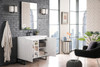 Alicante' 39.5" Single Vanity Cabinet, Glossy White, Matte Black W/white Glossy Composite Countertop