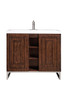 Alicante' 39.5" Single Vanity Cabinet, Mid Century Acacia, Brushed Nickel W/white Glossy Composite Countertop