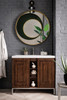 Alicante' 39.5" Single Vanity Cabinet, Mid Century Acacia, Brushed Nickel W/white Glossy Composite Countertop