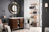 Alicante' 39.5" Single Vanity Cabinet, Mid Century Acacia, Brushed Nickel W/white Glossy Composite Countertop