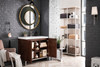 Alicante' 39.5" Single Vanity Cabinet, Mid Century Acacia, Brushed Nickel W/white Glossy Composite Countertop