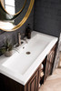 Alicante' 39.5" Single Vanity Cabinet, Mid Century Acacia, Brushed Nickel W/white Glossy Composite Countertop