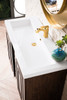 Alicante' 39.5" Single Vanity Cabinet, Mid Century Acacia, Radiant Gold W/white Glossy Composite Countertop