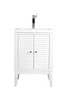 Linden 24" Single Vanity Cabinet, Glossy White W/ White Glossy Composite Countertop