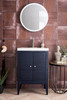 Linden 24" Single Vanity Cabinet, Navy Blue W/ White Glossy Composite Countertop