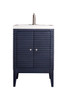 Linden 24" Single Vanity Cabinet, Navy Blue W/ White Glossy Composite Countertop