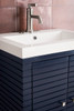 Linden 24" Single Vanity Cabinet, Navy Blue W/ White Glossy Composite Countertop