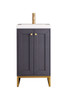 Chianti 20" Single Vanity Cabinet, Mineral Grey, Radiant Gold, W/ White Glossy Composite Countertop