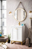 Chianti 24" Single Vanity Cabinet, Glossy White, Radiant Gold, W/ White Glossy Composite Countertop
