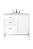 Addison 36" Single Vanity Cabinet, Glossy White, W/ 3 Cm Ethereal Noctis Top