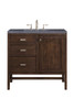 Addison 36" Single Vanity Cabinet, Mid Century Acacia, W/ 3 Cm Charcoal Soapstone Quartz Top