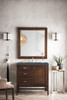 Addison 36" Single Vanity Cabinet, Mid Century Acacia, W/ 3 Cm Charcoal Soapstone Quartz Top