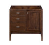 Addison 36" Single Vanity Cabinet, Mid Century Acacia, W/ 3 Cm Charcoal Soapstone Quartz Top