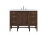 Addison 48" Single Vanity Cabinet, Mid Century Acacia, W/ 3 Cm Carrara White Top