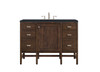 Addison 48" Single Vanity Cabinet, Mid Century Acacia, W/ 3 Cm Charcoal Soapstone Quartz Top