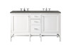Addison 60" Double Vanity Cabinet, Glossy White, W/ 3 Cm Grey Expo Quartz Top