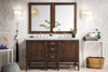 Addison 60" Double Vanity Cabinet, Mid Century Acacia, W/ 3 Cm Eternal Jasmine Pearl Quartz Top