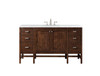 Addison 60" Single Vanity Cabinet , Mid Century Acacia, W/ 3 Cm Arctic Fall Solid Surface Countertop