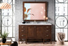 Addison 60" Single Vanity Cabinet , Mid Century Acacia, W/ 3 Cm Arctic Fall Solid Surface Countertop