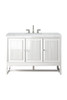 Athens 48" Single Vanity Cabinet, Glossy White, W/ 3 Cm Arctic Fall Solid Surface Countertop