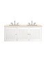 Athens 60" Double Vanity Cabinet, Glossy White, W/ 3 Cm Eternal Marfil Top