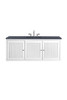 Athens 60" Single Vanity Cabinet , Glossy White, W/ 3 Cm Charcoal Soapstone Quartz Top