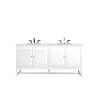 Athens 72" Double Vanity Cabinet, Glossy White, W/ 3 Cm Arctic Fall Solid Surface Countertop