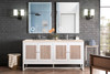Athens 72" Double Vanity Cabinet, Glossy White, W/ 3 Cm Eternal Marfil Top