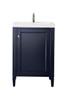 Britannia 24" Single Vanity Cabinet, Navy Blue W/ White Glossy Composite Countertop