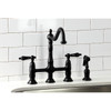 Kingston Brass KS1270PKLBS Duchess Bridge Kitchen Faucet with Brass Sprayer, Matte Black