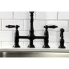 Kingston Brass KS1270PKLBS Duchess Bridge Kitchen Faucet with Brass Sprayer, Matte Black
